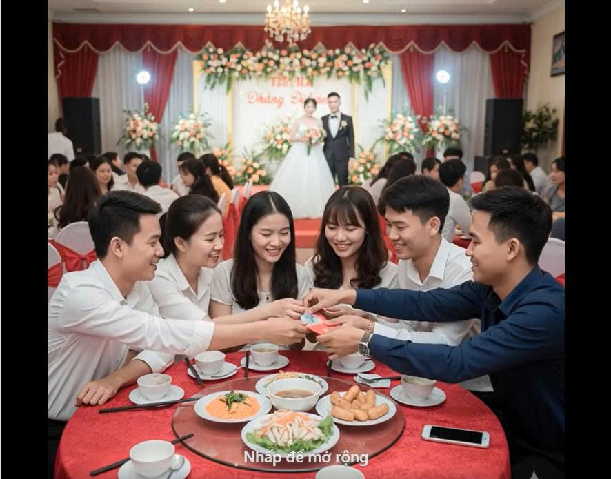 Cả nhóm đã thống nhất sẽ bỏ phong bì 500.000 đồng/người để mừng cưới bạn thân nhưng vừa nhìn thấy mâm cỗ nhà gái bưng ra