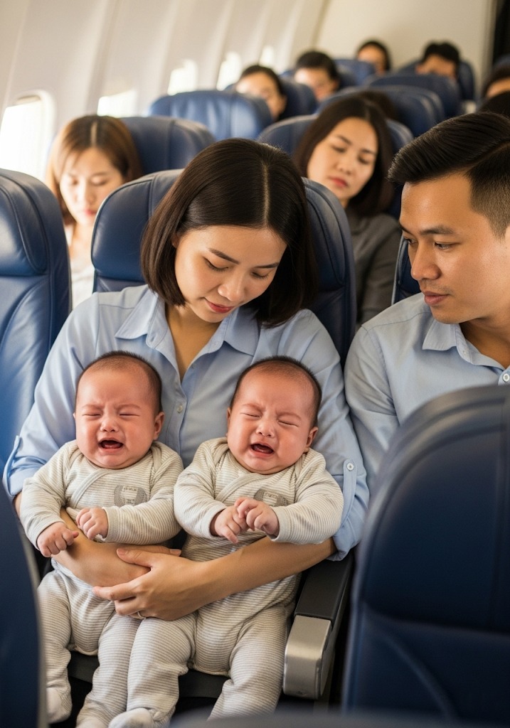 Người mẹ đ/ơn th/ân bị mắ///ng m//ỏ vì để 2 con sinh đôi khóc trên máy bay, đúng lúc không biết phải làm sao thì người đàn ông ngồi ghế bên cạnh đã đưa ra một yêu cầu khiến cô sữ/ng ng/ười